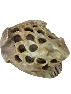 Frog Within A Frog Carved Soapstone Carved Undercut Sculpture AS IS